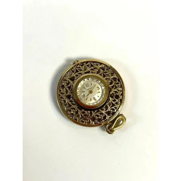 Gorgeous Vintage Carravelle Circular Pendant Necklace Clock - Picture 3 of 8